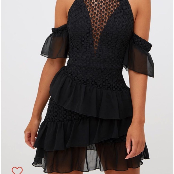pretty little thing black crochet dress